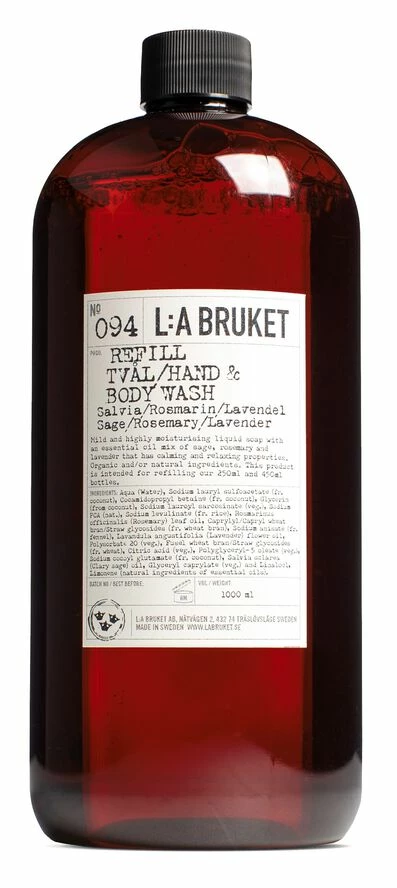 L:A Bruket Refill Hand/Body Wash Salvie, Rosemarin, Lavendel 1000 Ml
